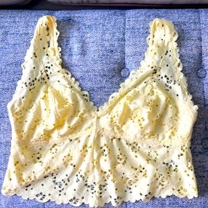 Aerie Yellow Eyelet Crop Top XL